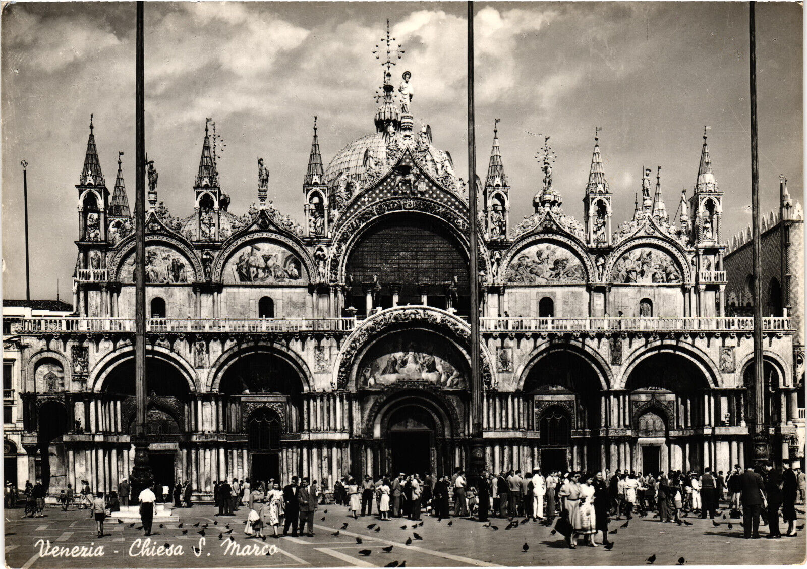 Venice Saint Marcus Church Black and White RPPC Postcard Unposted