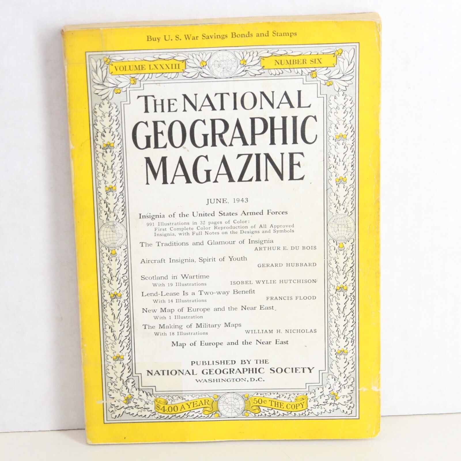 National Geographic June 1943 WWII Insignia USA Armed Forces Maps Wartime