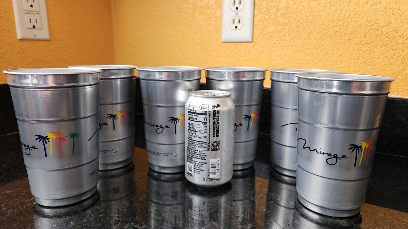 Set Of 6 Collectible Mirage Casino Aluminum Cups 24oz