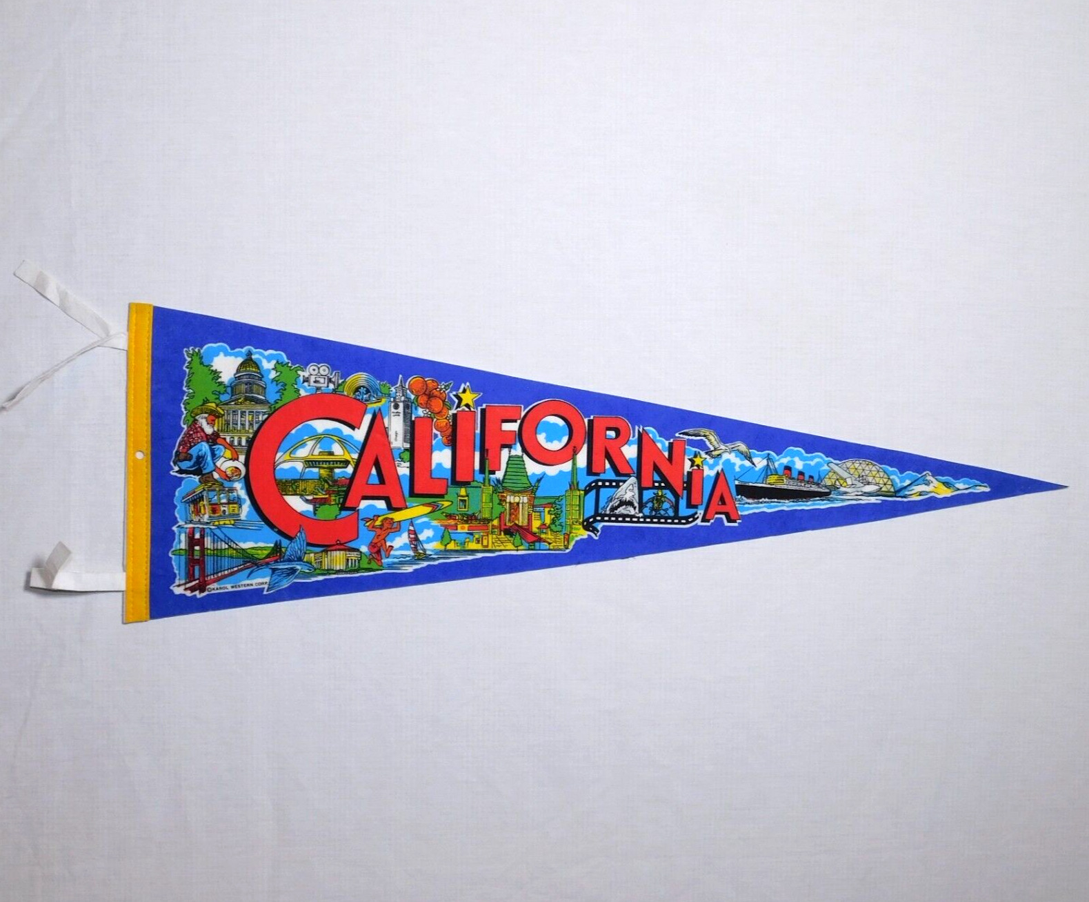 Vintage 1970s CALIFORNIA USA Wild Surfer Travel Tourist Souvenir 27 X 9 Pennant