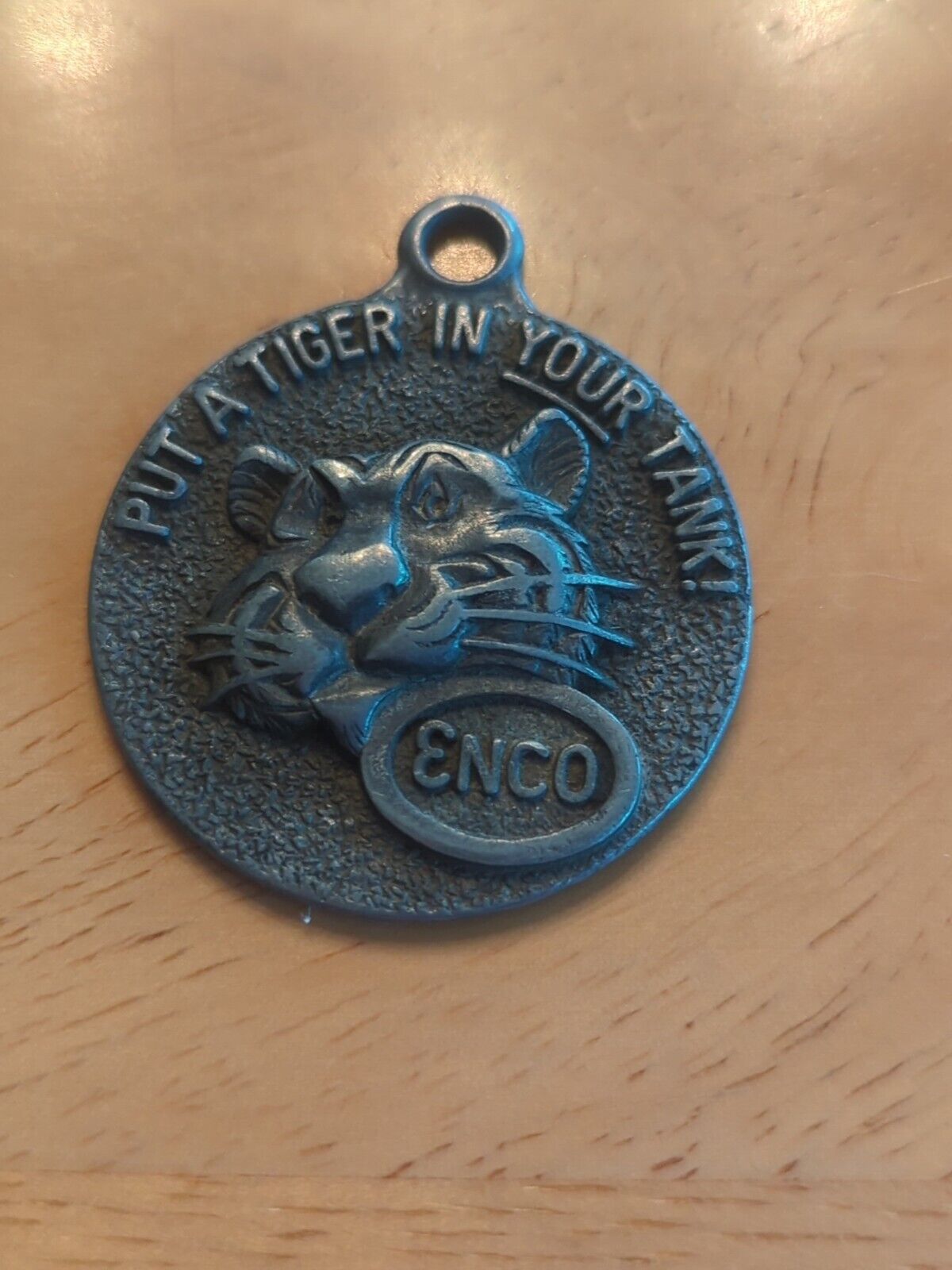 ENCO gas company vintage old rare keychain Put a Tiger in Your Tank can oil