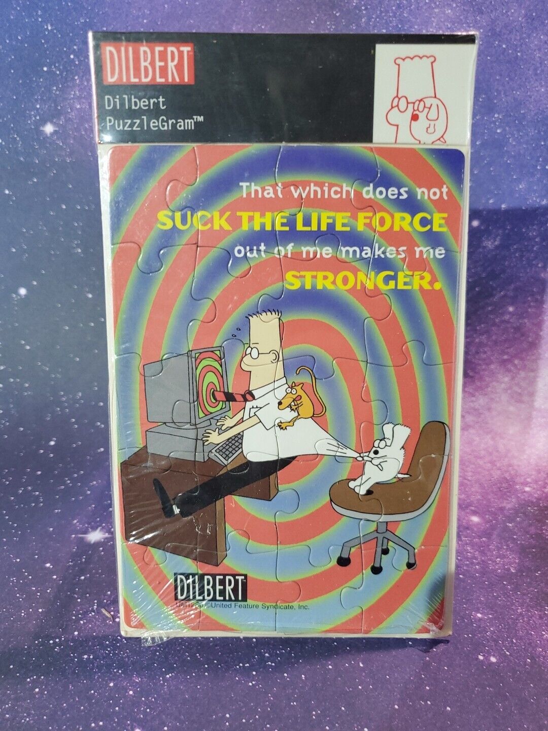 VTG Dilbert Postcard Puzzle Jig Hellos Puzzle Gram NOS - Suck The Life Force UFS