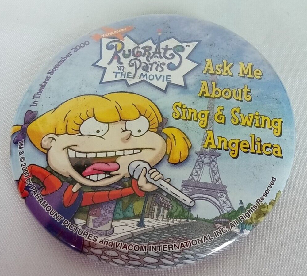 Rugrats In Paris The Movie Sing & Swing Angelica Logo Pinback Button 2000