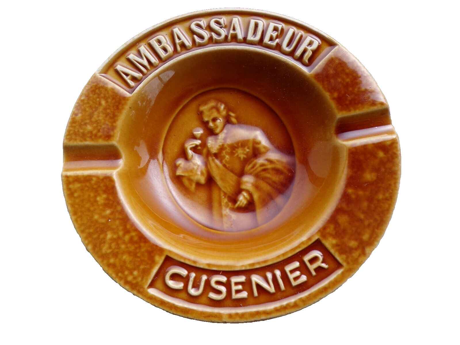 Antique advertising ashtray Ambassador Cusenier-Faience d'Art