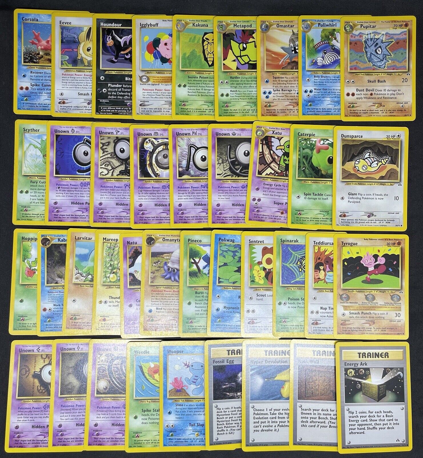 POKÉMON SET NEO DISCOVERY UNLIMITED COMMON AND UNCOMMON COMPLETE ENG PL/LP