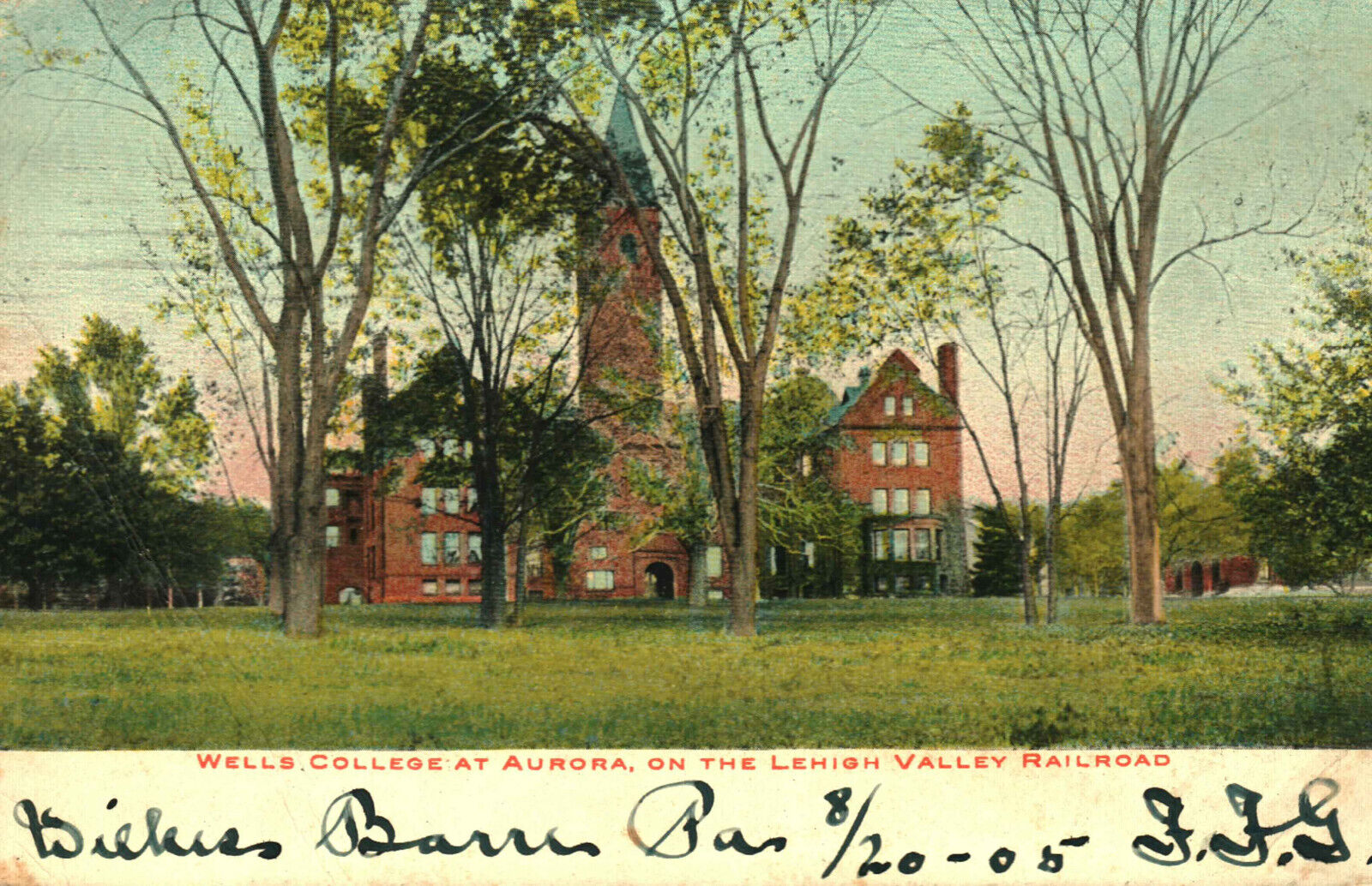 Postcard Wells College Aurora NY New York On The Lehigh Valley Railroad
