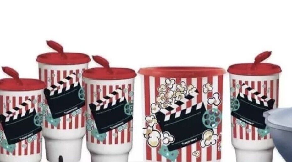 Tupperware Movie Night Popcorn Canister & Thirstquake Tumbler Set New