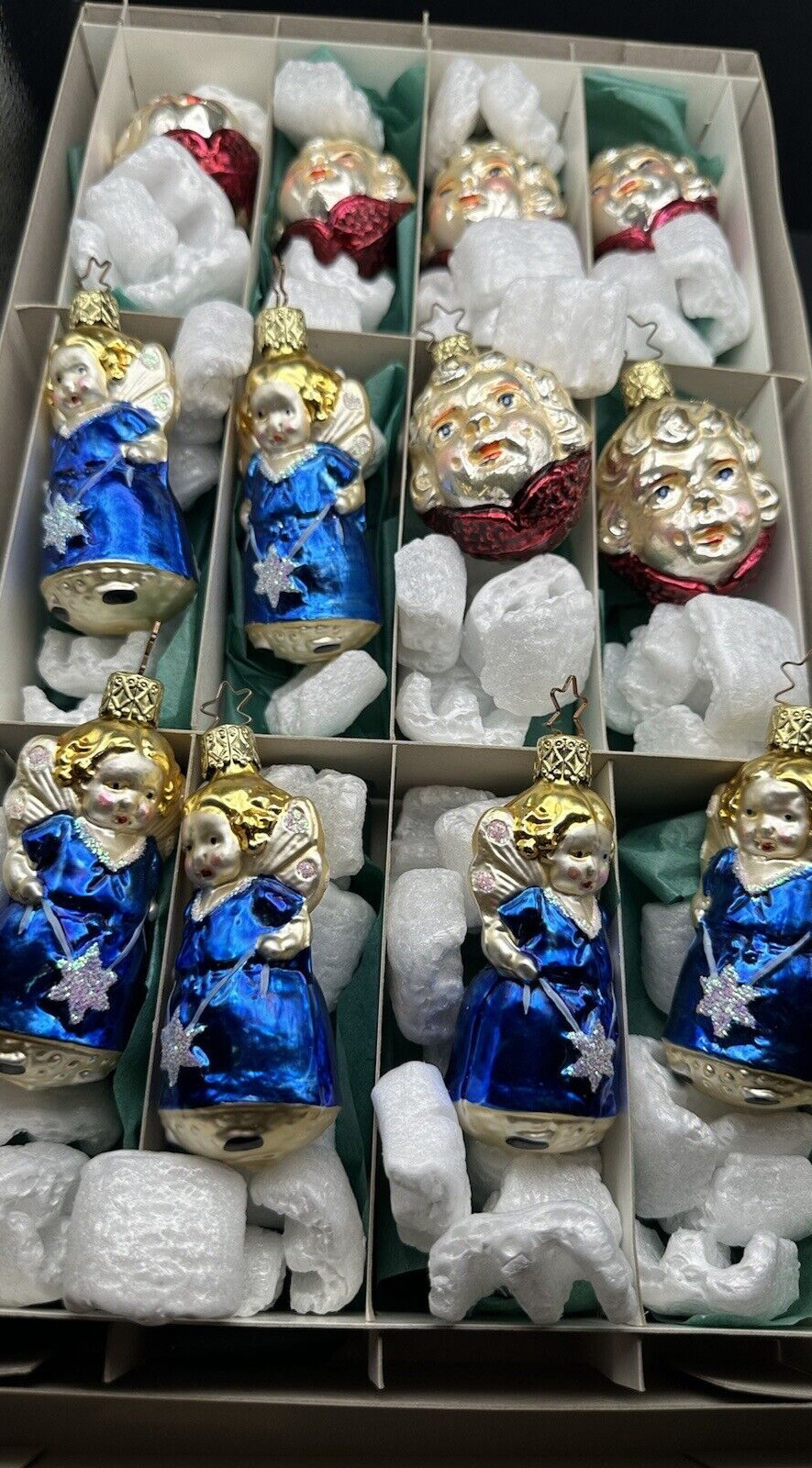12 - VINTAGE Inge Glas OLD WORLD CHRISTMAS Retail NOS ANGEL Glass Ornaments Box