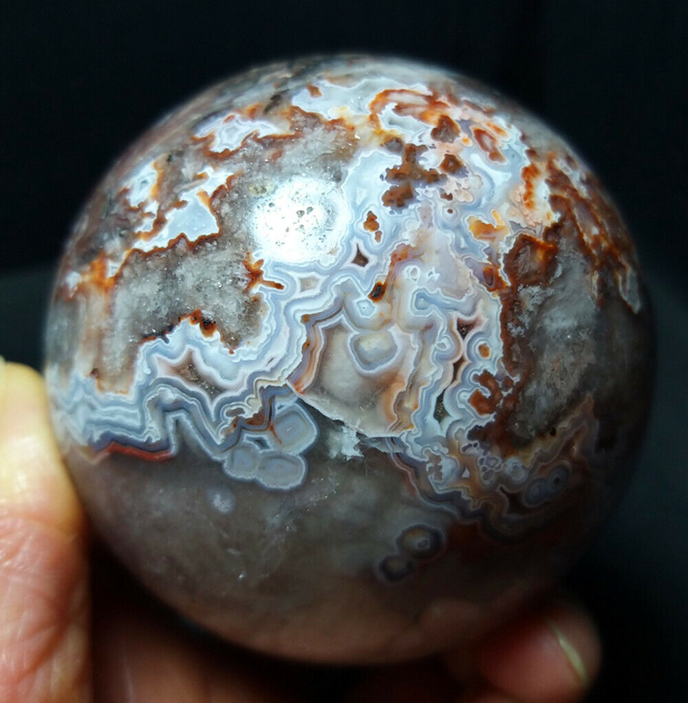 TOP 567g Natural Polished Mexico Banded Agate Crystal Sphere Ball Healing YWD346