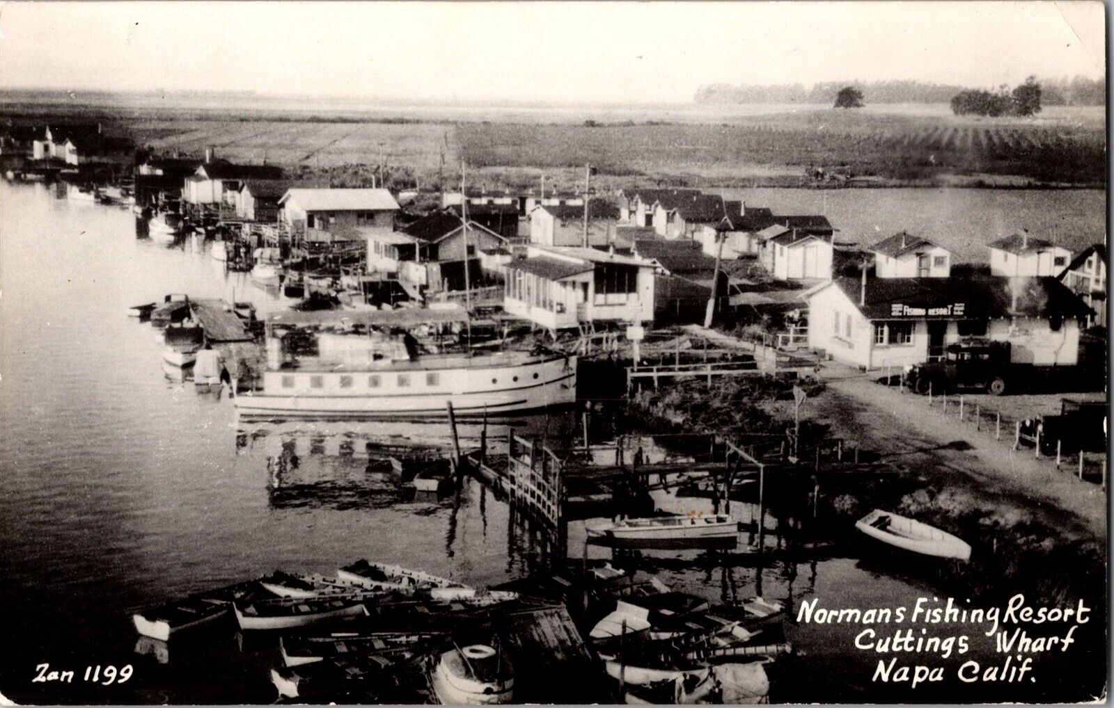 RPPC Normans Fishing Resort, Cuttings Wharf, Napa CA c1951 Vintage Postcard K69