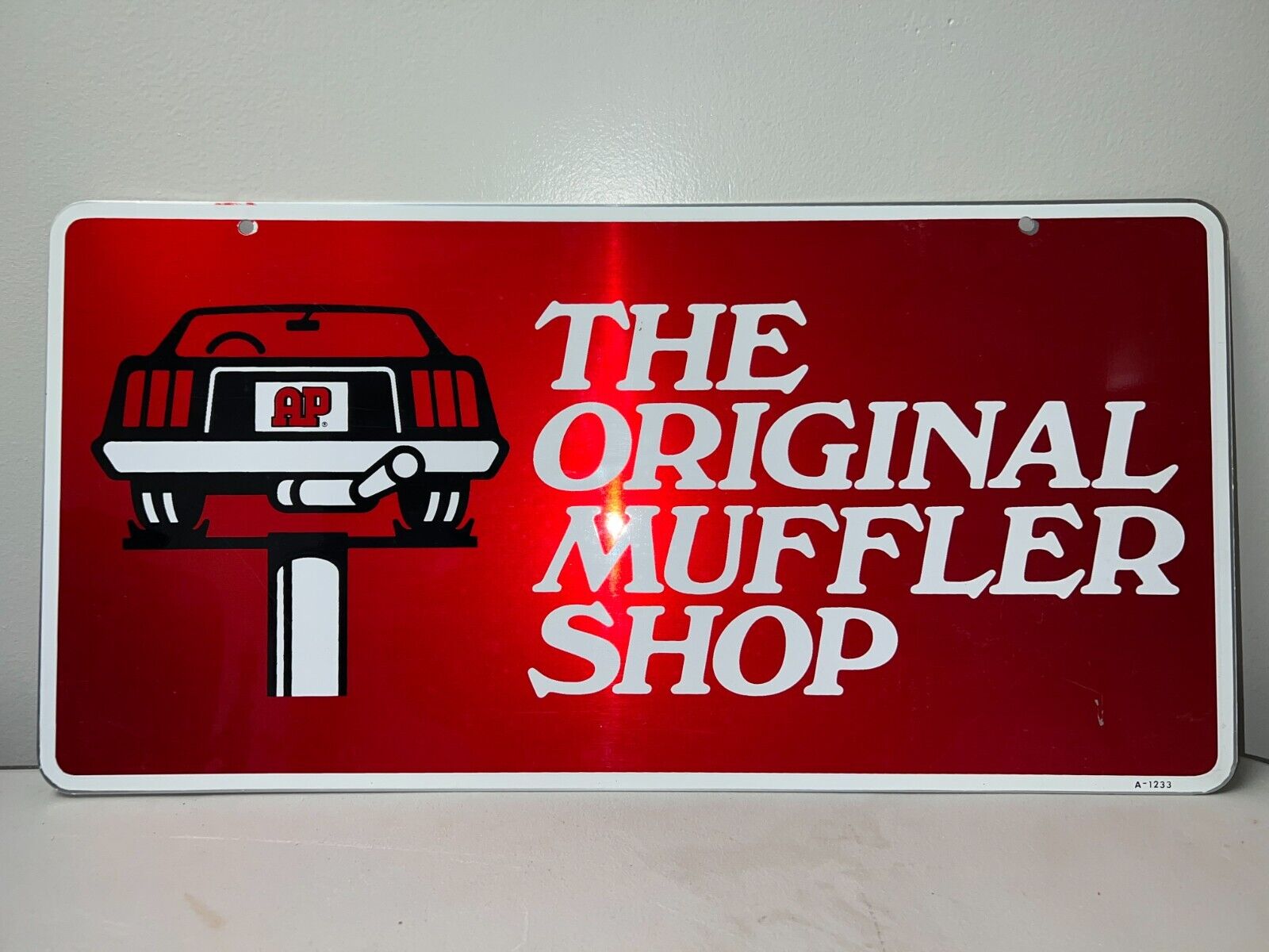 NOS AP The Original Muffler Shop Metal Advertising Sign 12x24\