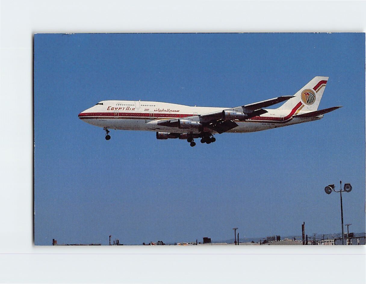 Postcard Boeing 7474-366 Egypt Air Los Angeles International California USA
