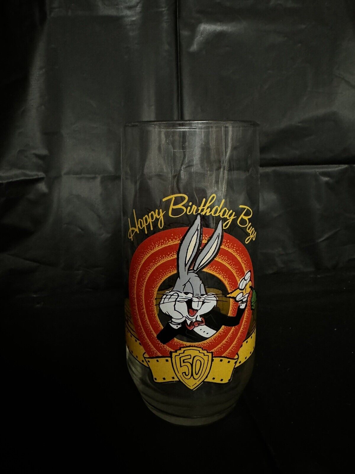 Bugs Bunny Happy Birthday 50th Anniversary Glass 1990 Looney Tunes Warner Bros.