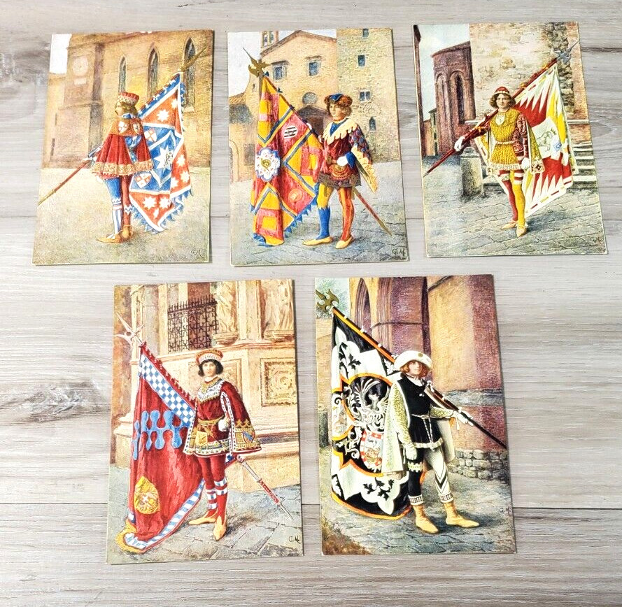 Vintage Italy Postcard Paggi delle storiche Contrade di Siena Set of 5