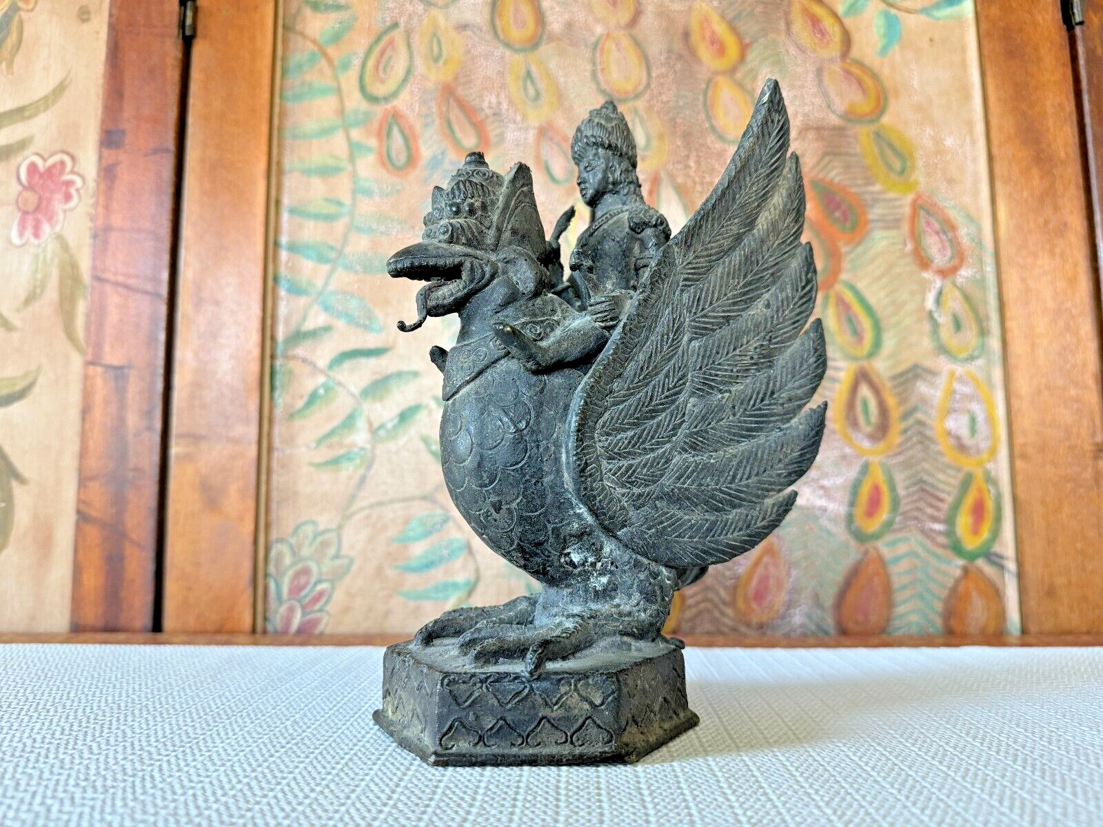 Antique Thai Garuda Vishnu Kencana Sculpture Statue Figure