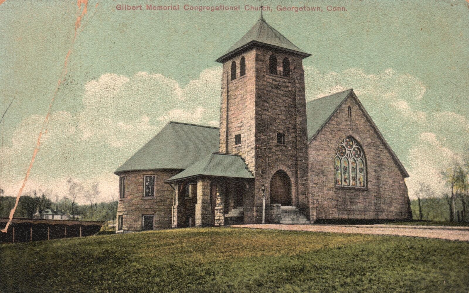 Vintage Postcard 1912 Gilbert Memorial Congregational Church Georgetown Conn. CT