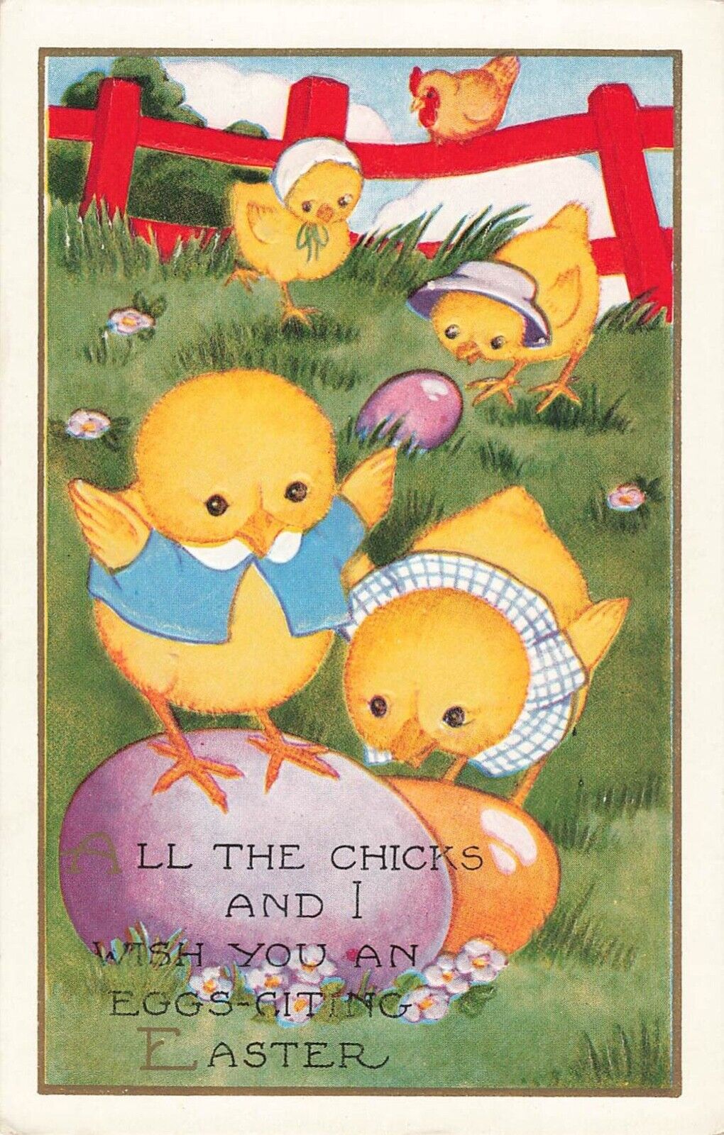 Easter Postcard Chicks and Eggs by Whitney c 1920s    O3