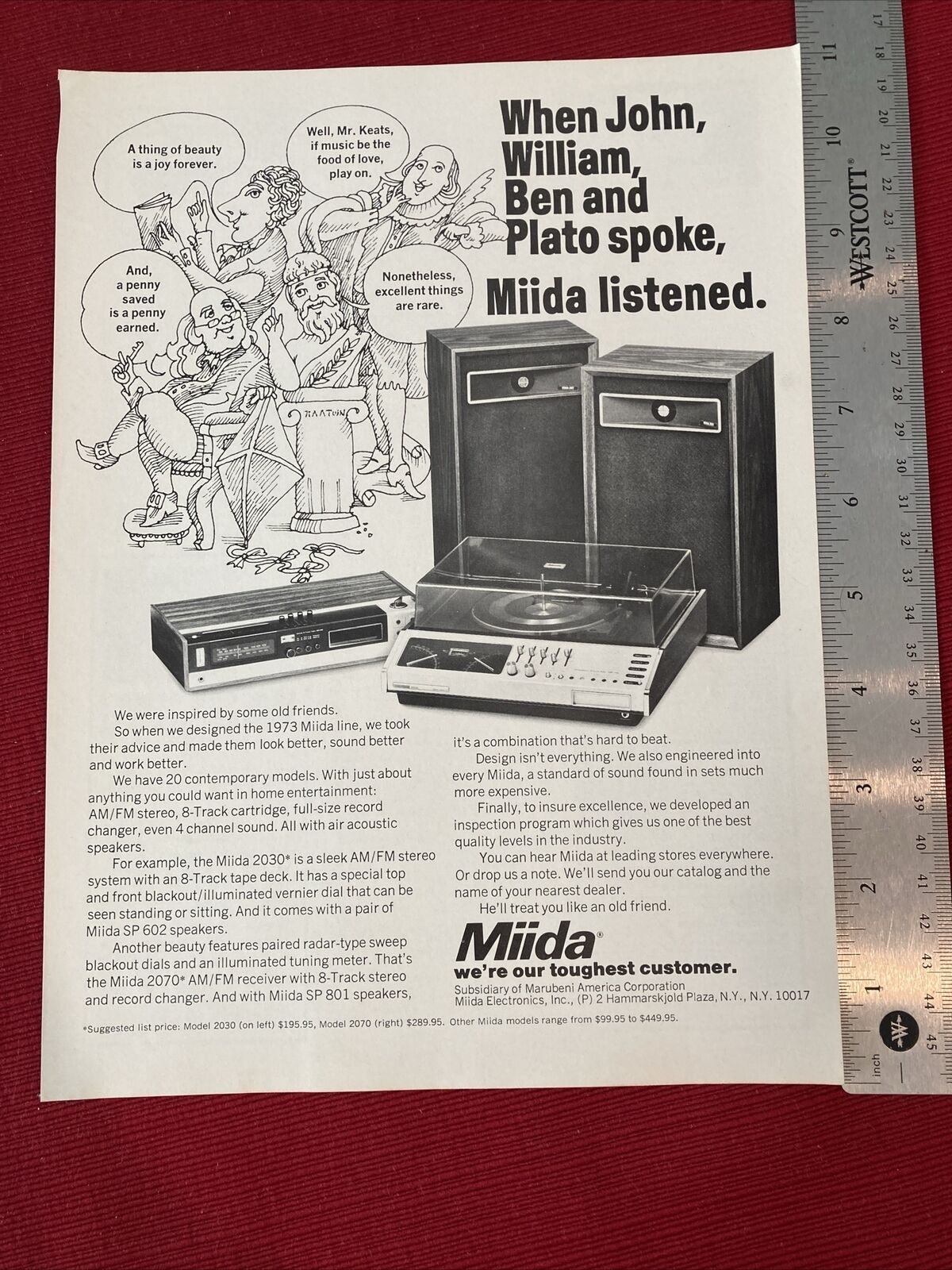 Miida AM/FM Stereo System 1972 Print Ad - Great To Frame
