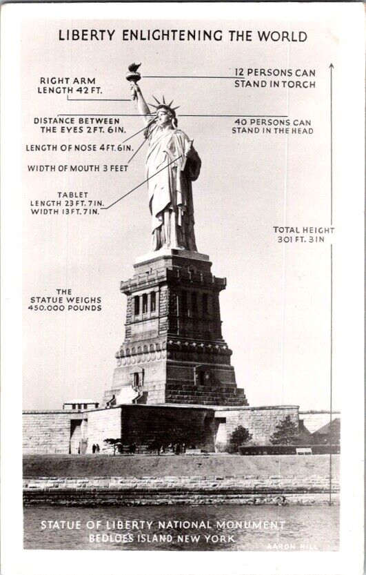 Postcard Statue Liberty National Monument Bedloe\'s Island NY New York 1952 K-602