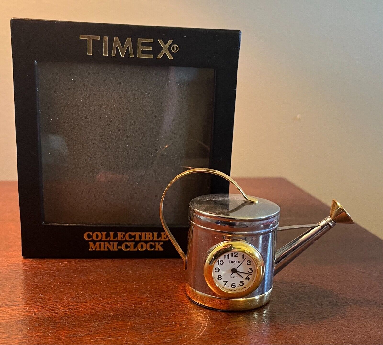 Vintage Timex Collectible Mini Clock - Watering Can in Box
