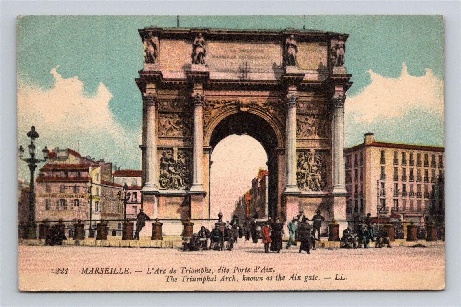 Marseille France L'Arc de Triomphe Port d'Aix Aix Gate US Soldiers Mail Postcard