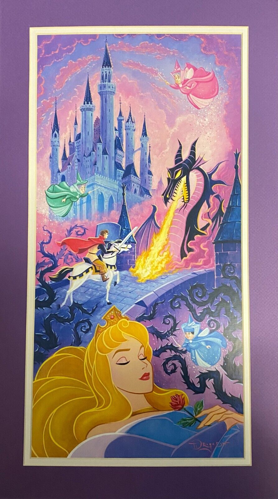 Waking Sleeping Beauty By Tim Rogerson 21 X 12 Matted Lithograph Print