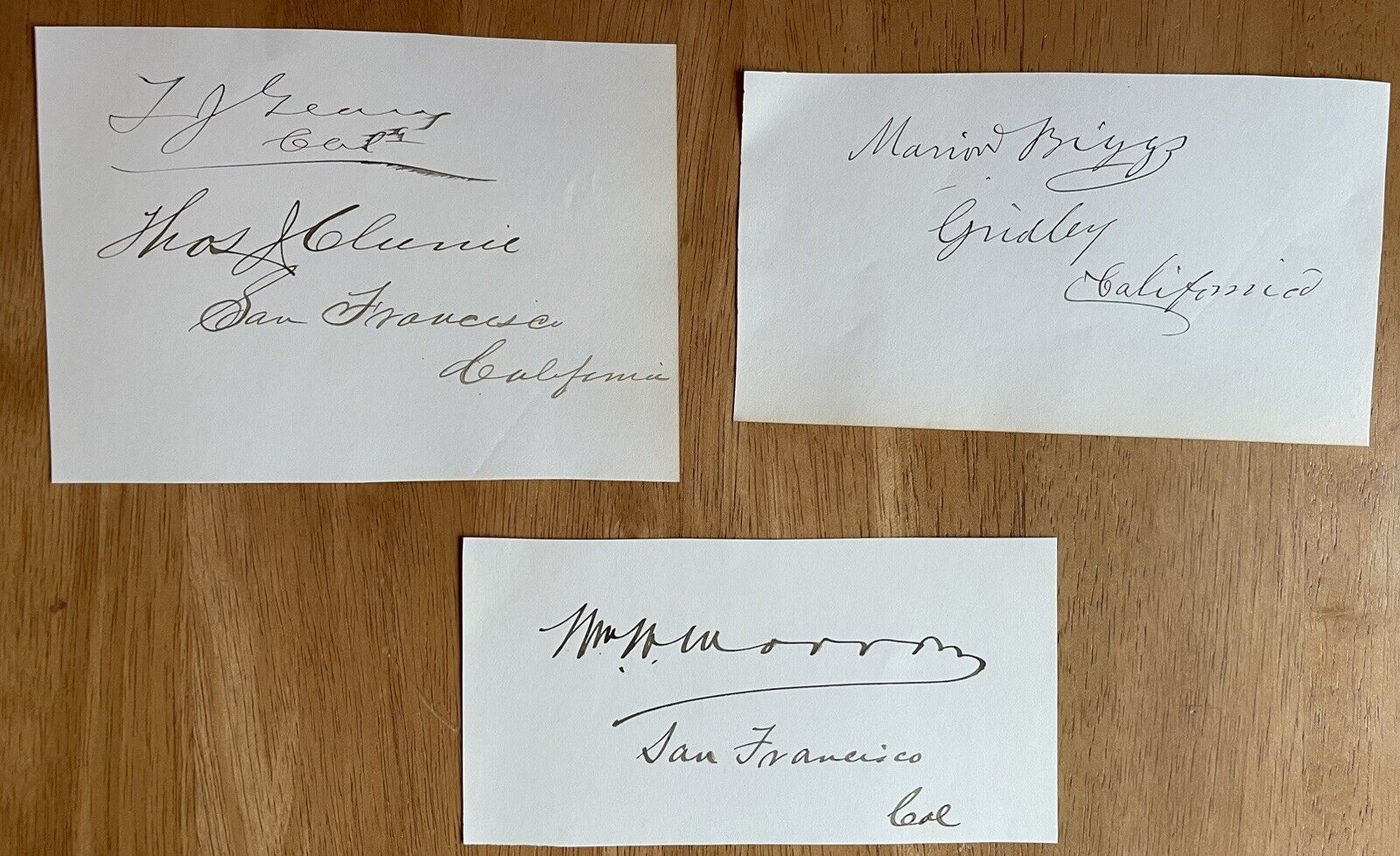 Autographs of 4 California U.S. House of Representatives 1891