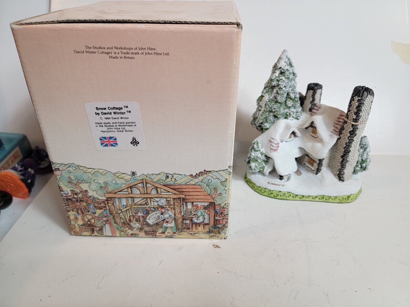 Vintage Snow Cottage By David Winter Dated 1984 England Import Hand Made Painted