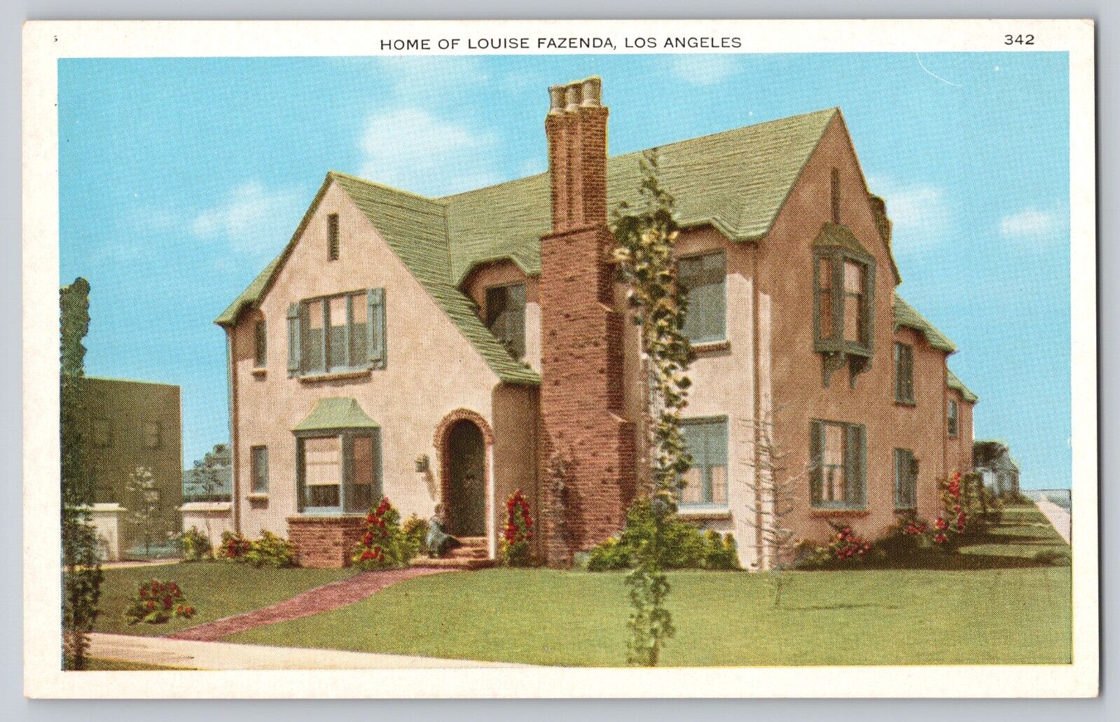 Postcard California Los Angeles Home Of Louise Fazenda Unposted White Border Era