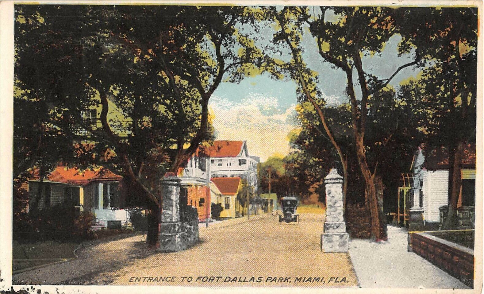 c.1915 Entrance to Fort Dallas Miami FL post card