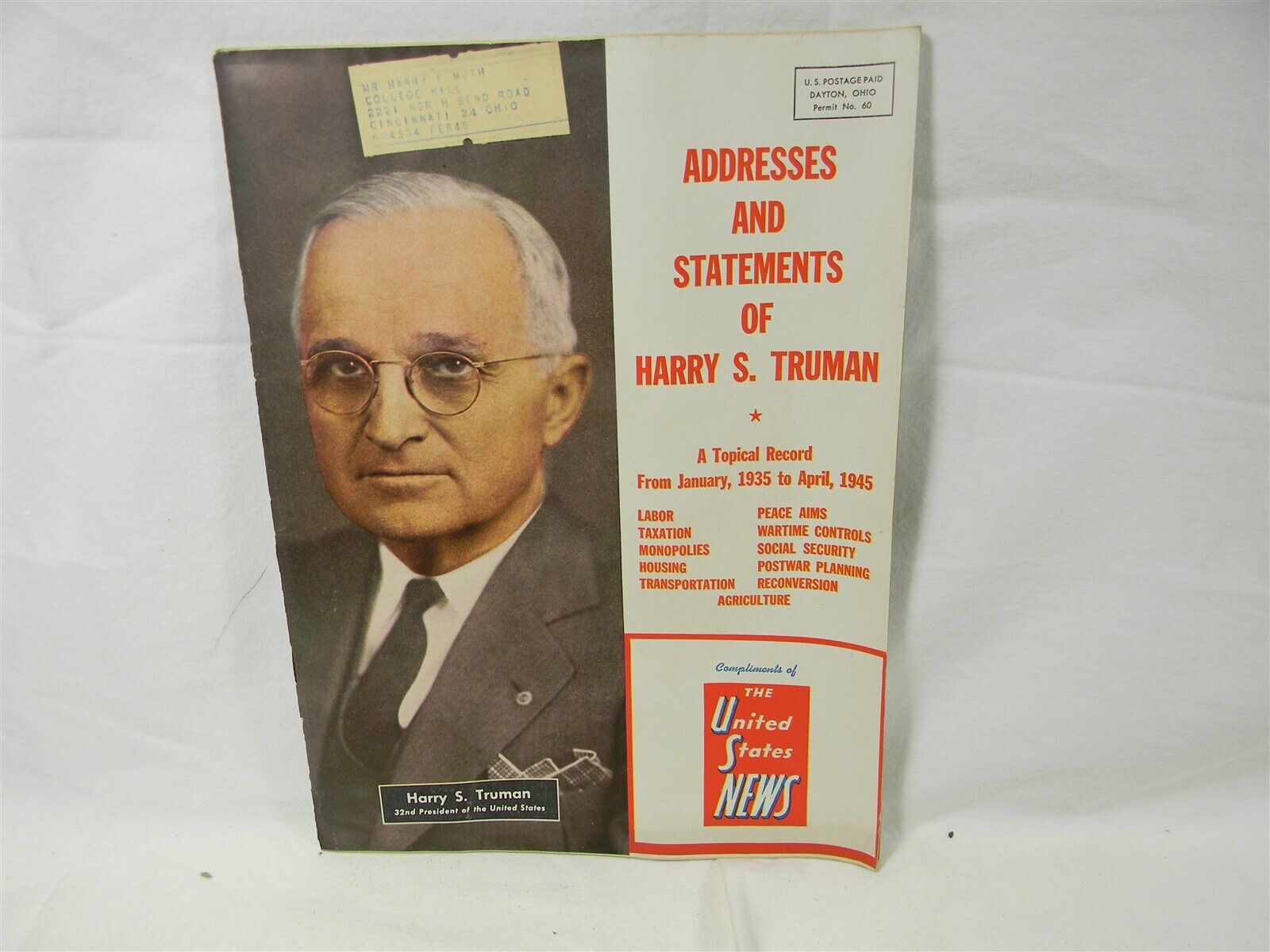 WWII WW2 Harry S. Truman Addresses Statements United States News Magazine - M106