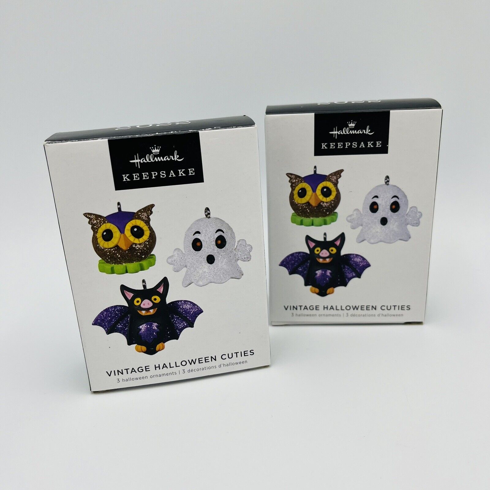 Hallmark Vintage Halloween Cuties 2 Boxes 6 Ornaments Bat Ghost Owl New 2022