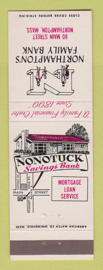 Matchbook Cover - Nonotuck Savings Bank Northampton MA