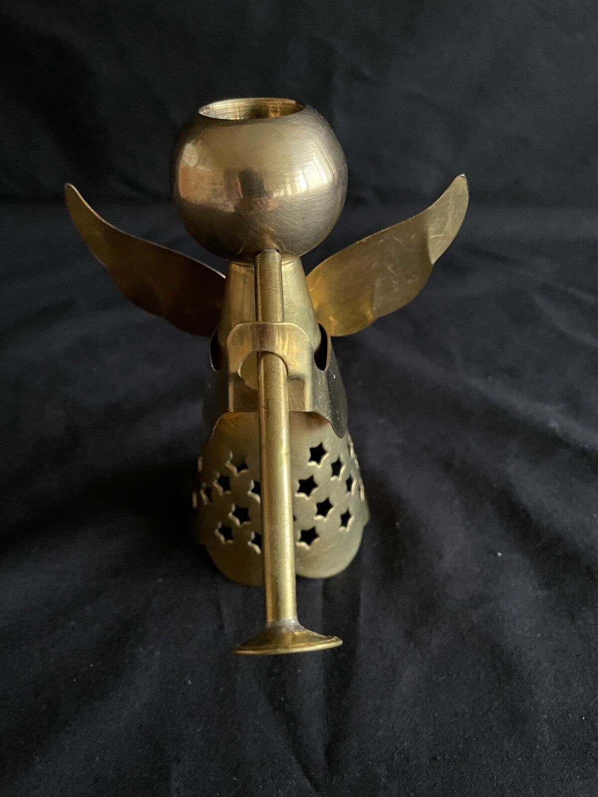 Brass Candle Stick Holder Angel Figurine  5” Tall