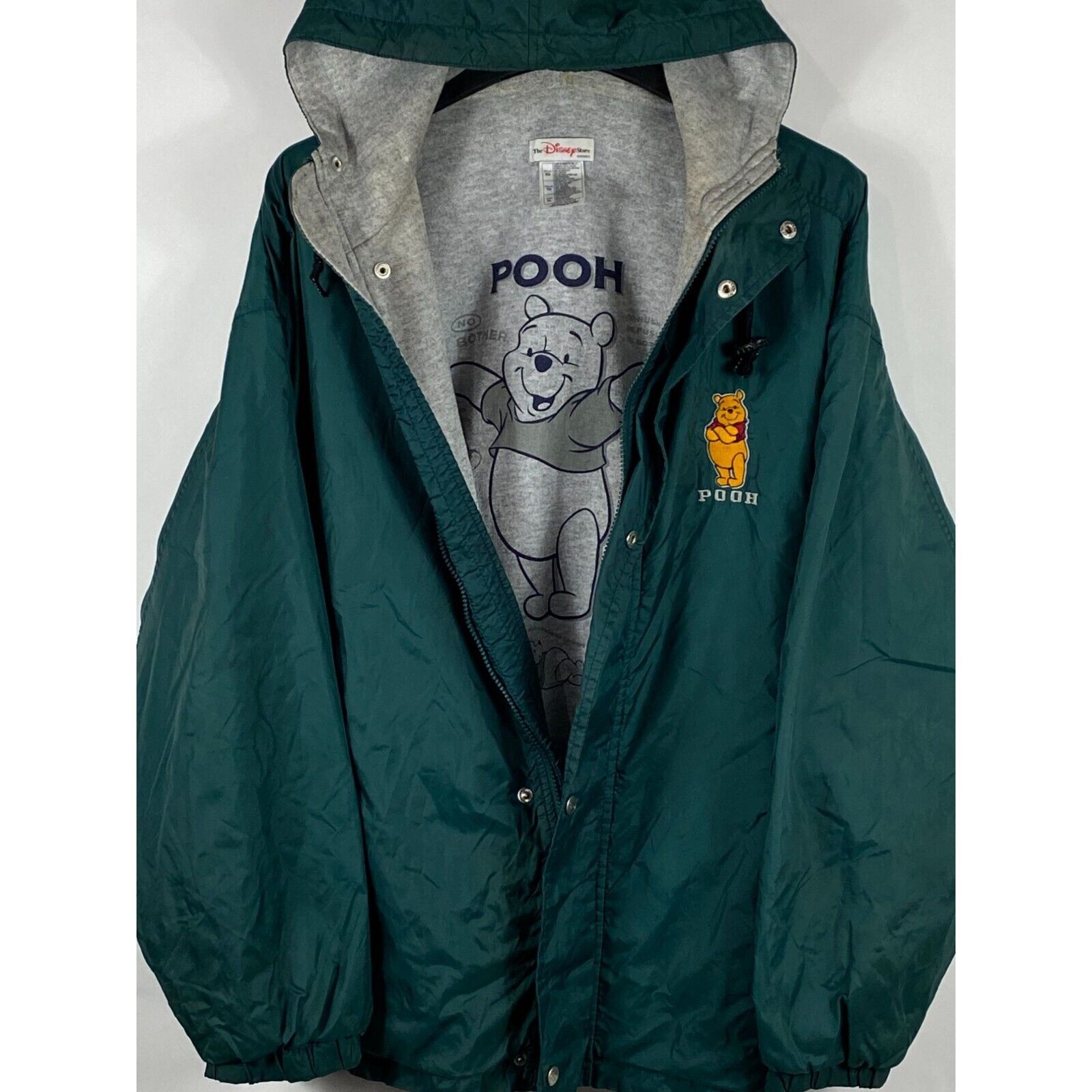 Vintage Disney Store Winnie The Pooh Parka Windbreaker Jacket Green XL E92