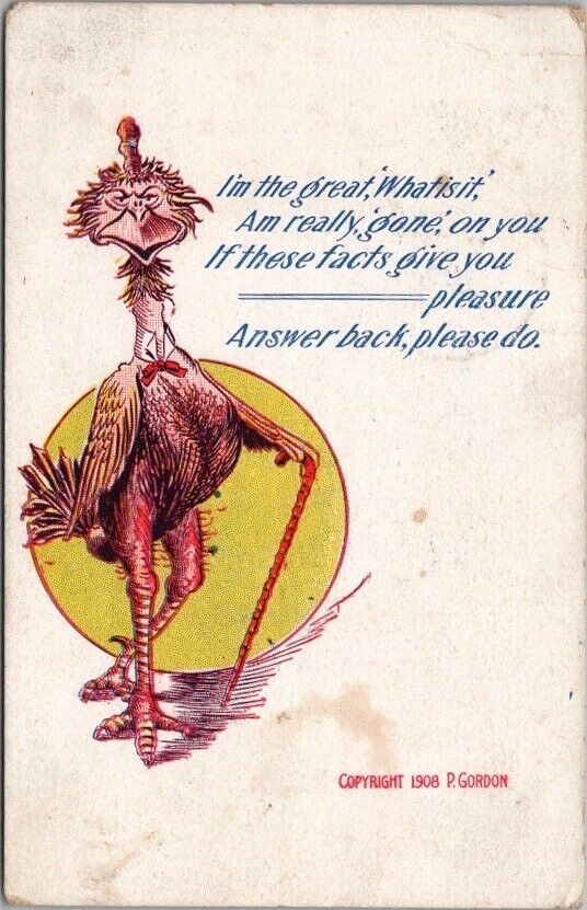 1908 P. GORDON Comic Greetings Postcard \