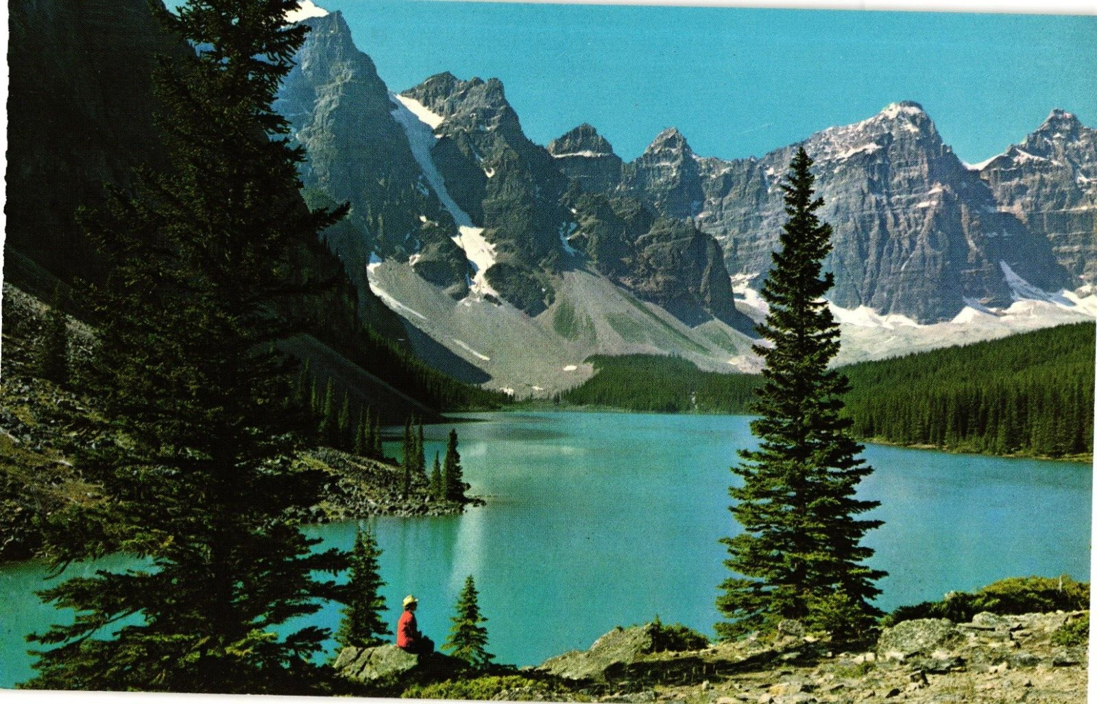 Moraine Lake Aerial View Canadian Rockies Unused Postcard 1970s