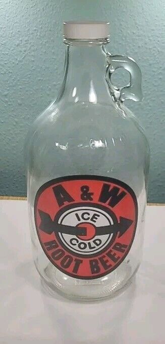 Vintage A & W Root Beer Half Gallon Glass Jug With Cap