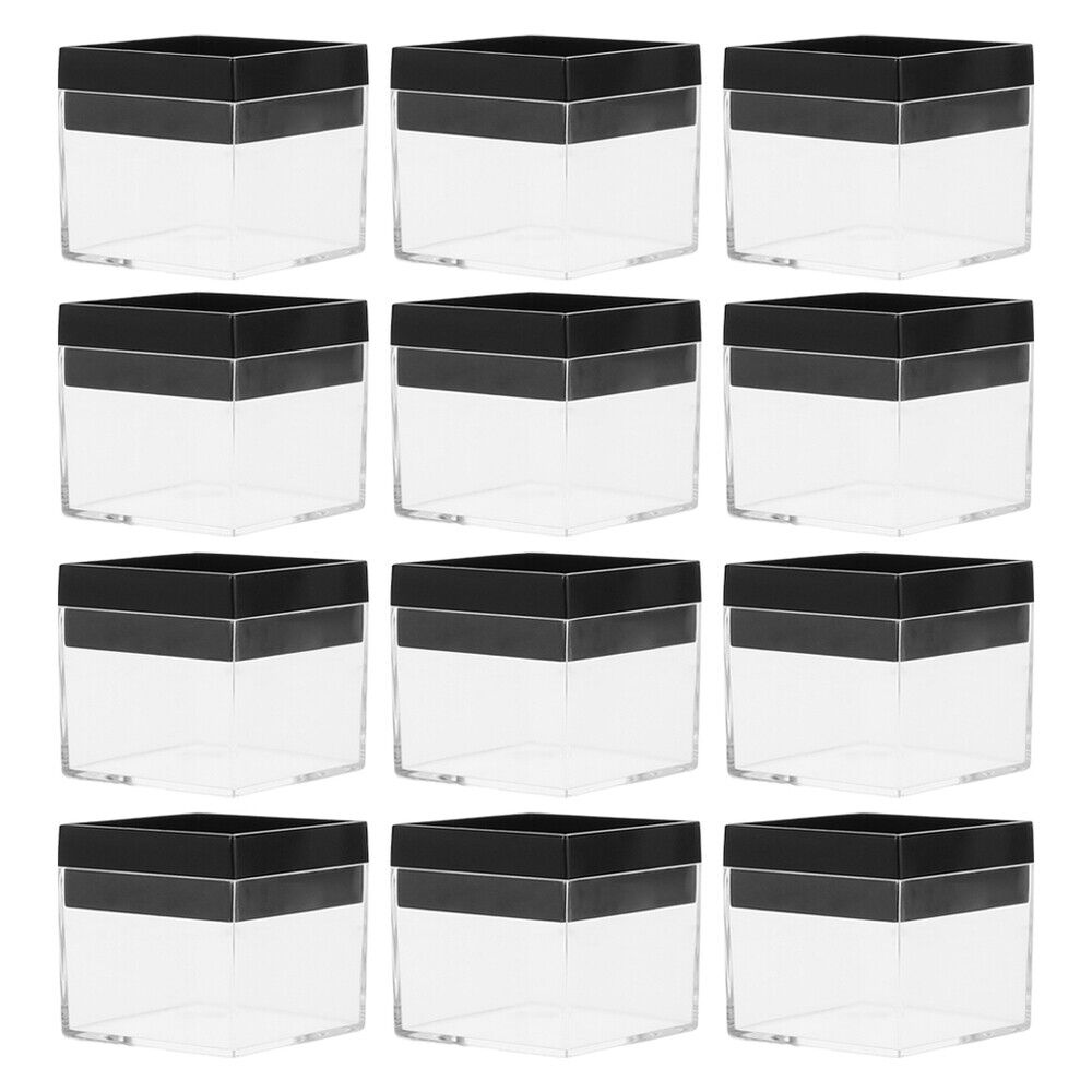 12pcs Plastic Square Box Mineral Specimen Collection Box Storage Box Transparent