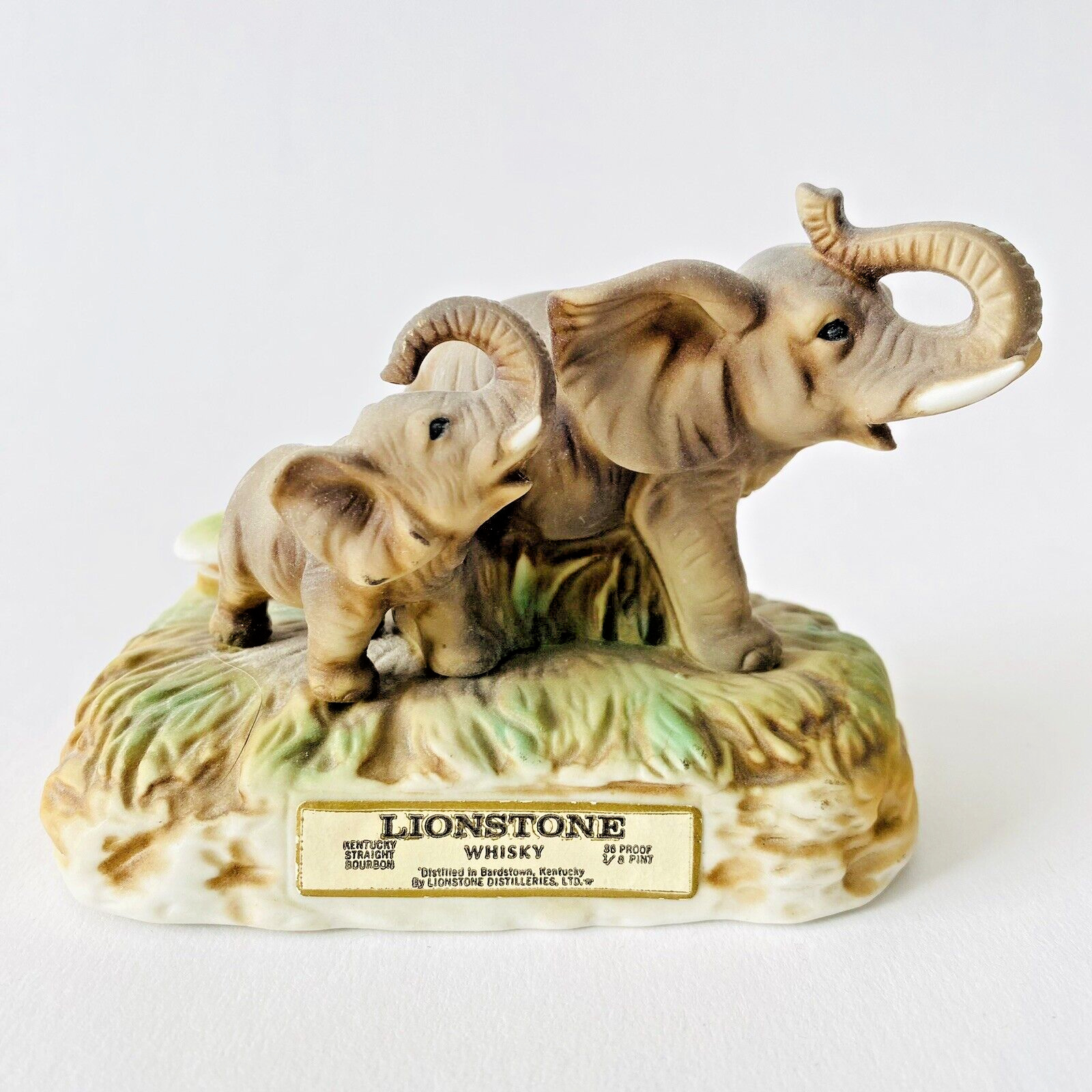 LIONSTONE 1977 WHISKY Mother Baby Elephant Kentucky Bourbon EMPTY Decanter LE