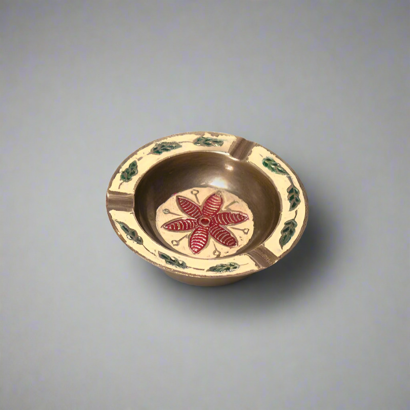 Wildflower Solid Brass Ashtray With Painted Antique Finish (2.75\