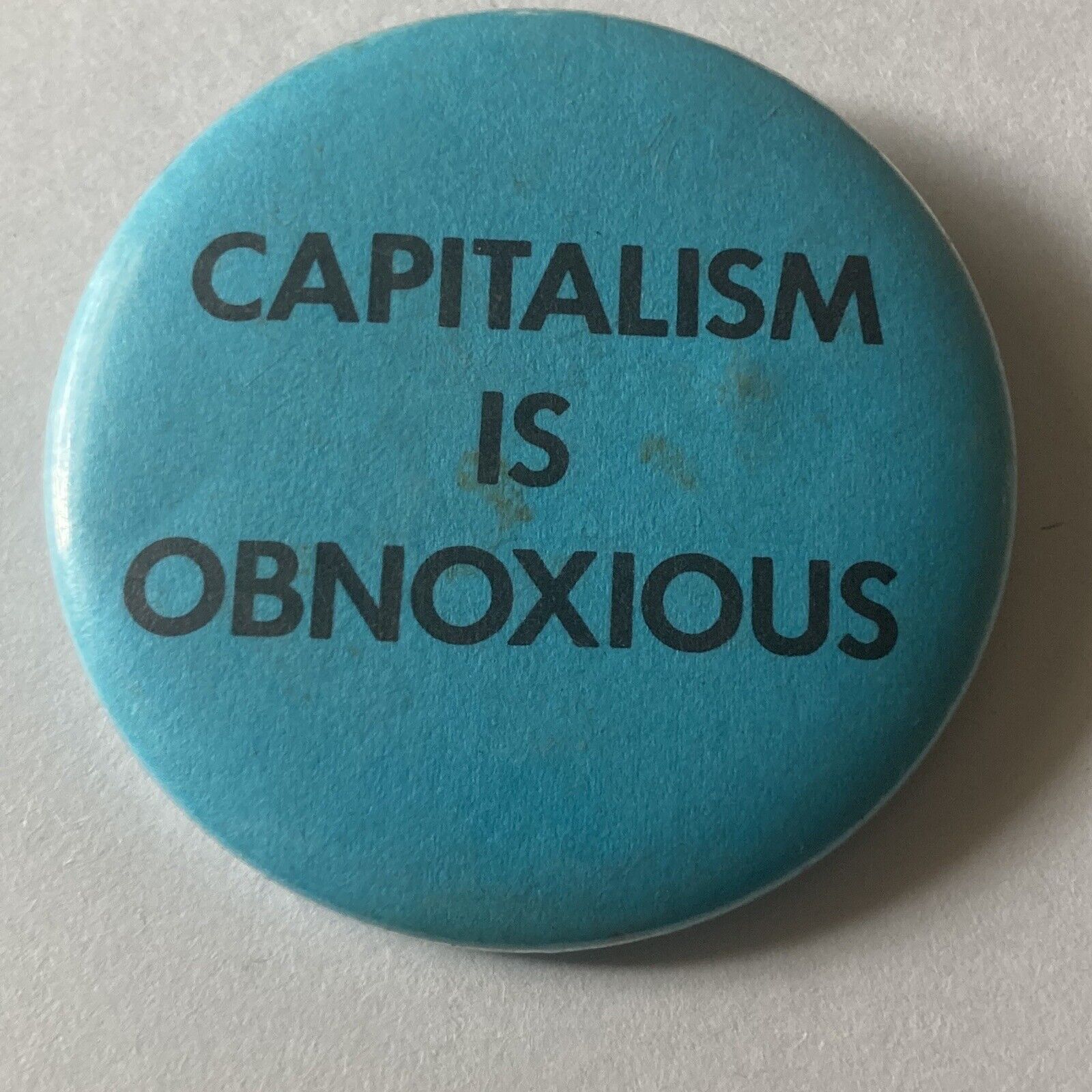 Vintage Capitalism Is Obnoxious Blue Election Political Econ Button Pin Badge