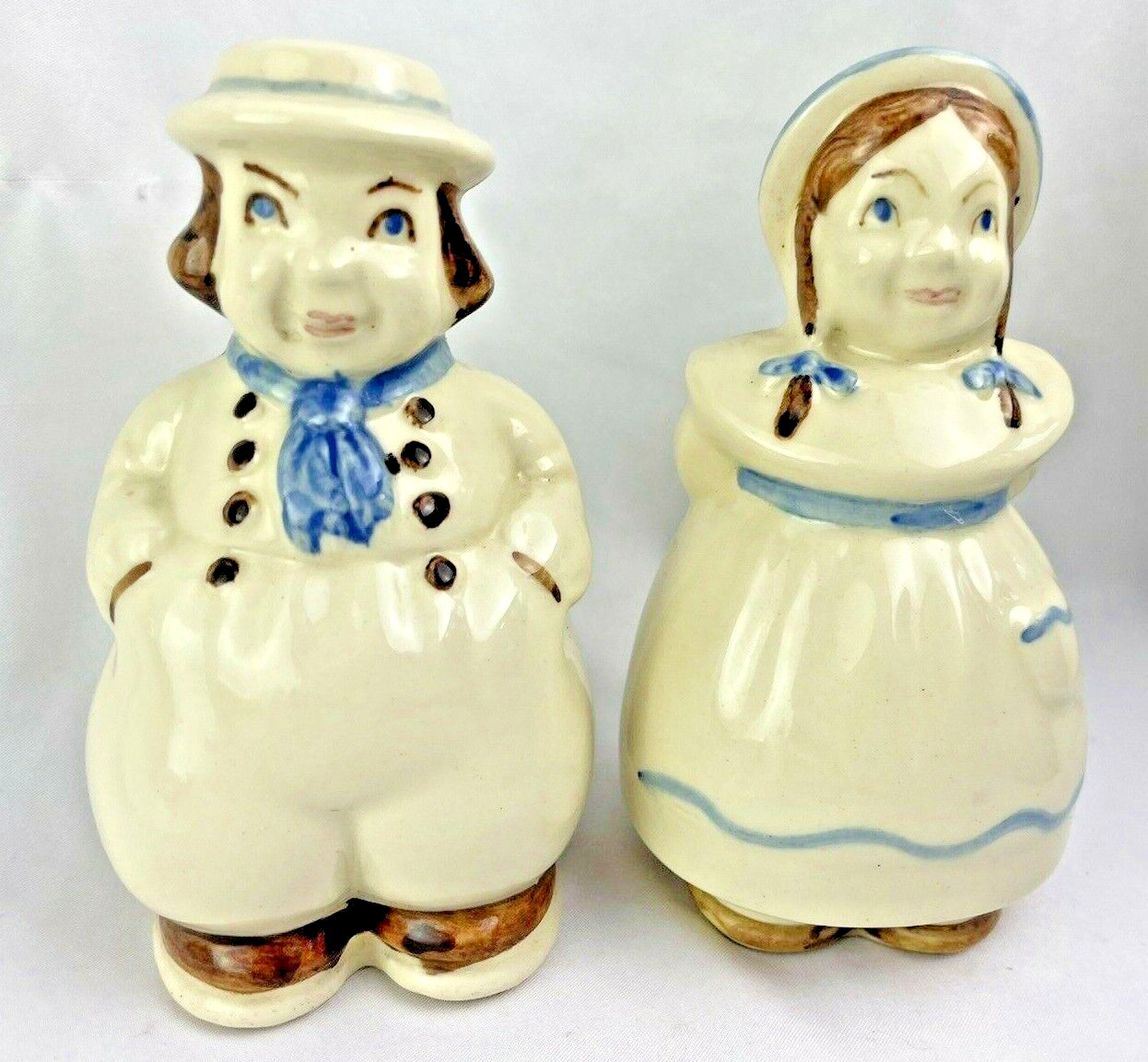 Vintage Shawnee Pottery Dutch Jack Jill Salt and Pepper Shakers Over Sized Large