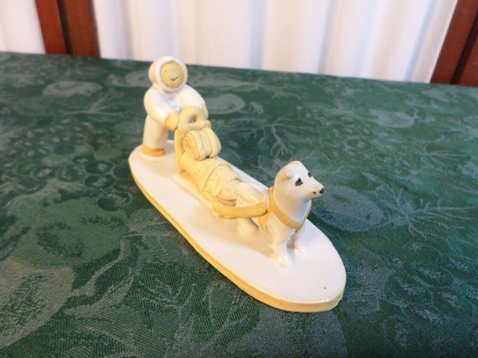 Beautiful Skagway Alaska Dog Sleighing Pottered Figurine