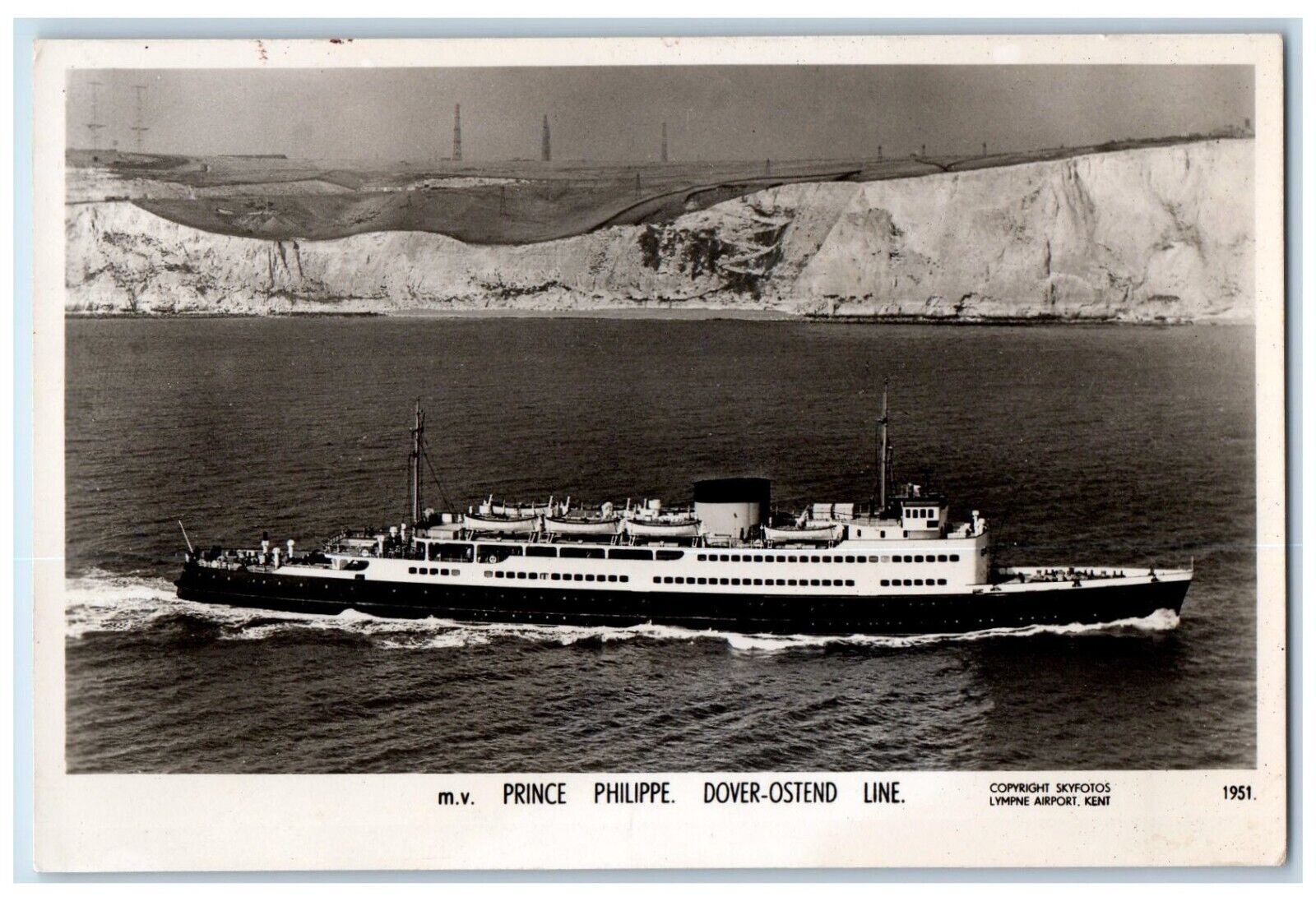 MV Prince Philippe Dover Ostend Line Steamer Ship Vintage RPPC Photo Postcard