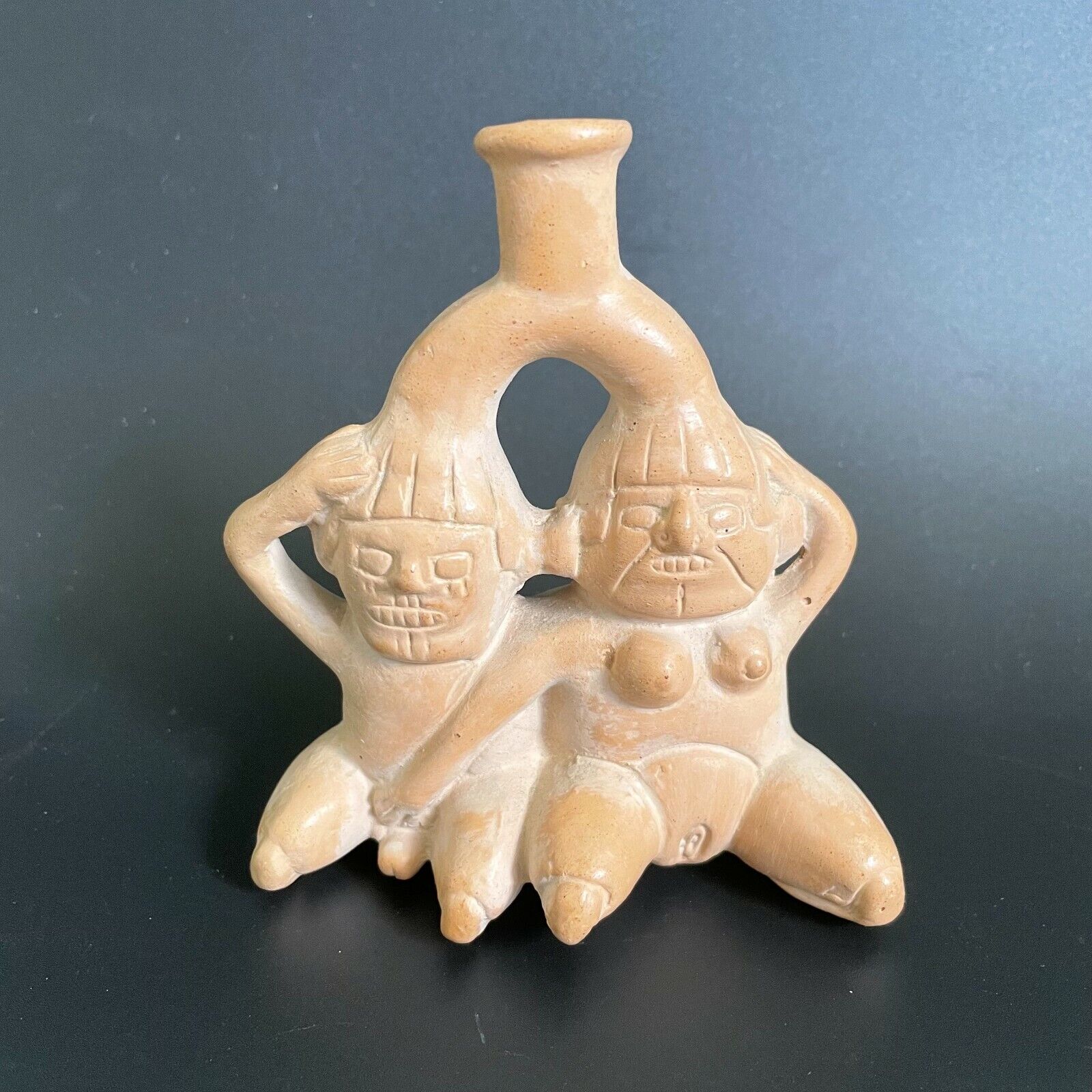 Pre Columbian Moche Terracotta Fertility Figures Stirrup Spout Vessel Erotic