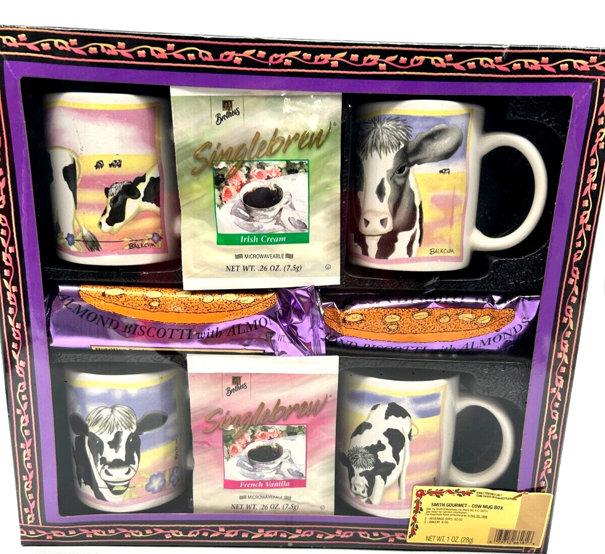 NEW Smith Gourmet Cow Balkcum  Mug Box Coffee Tea Cups Collectible Y2K 2000s