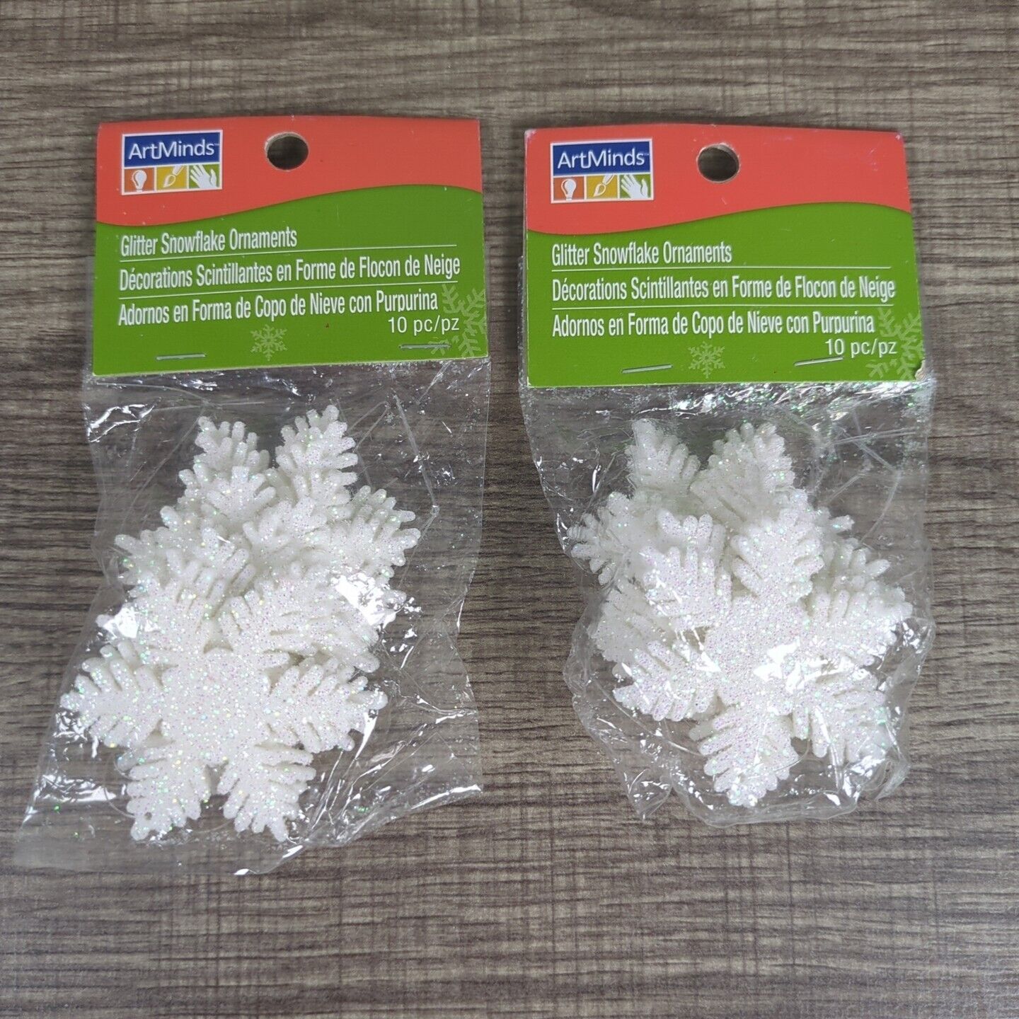 20 Winter Glitter Snowflake Ornaments Christmas Crafts - 2 Packs Of 10