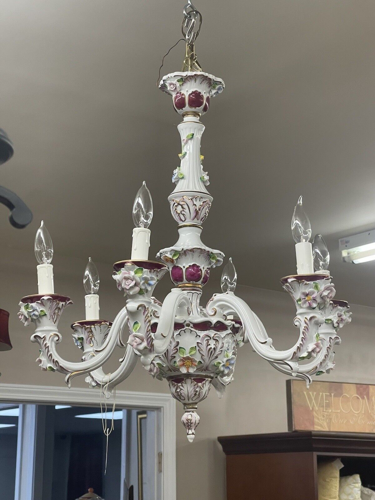 Capodimonte Made in Italy Chandelier 8 Lights Brown & Gold Finish 36x36