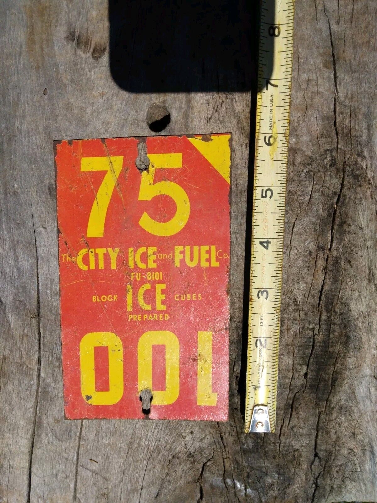 Vintage City Ice and Fuel Sign 2 sided advertising sign